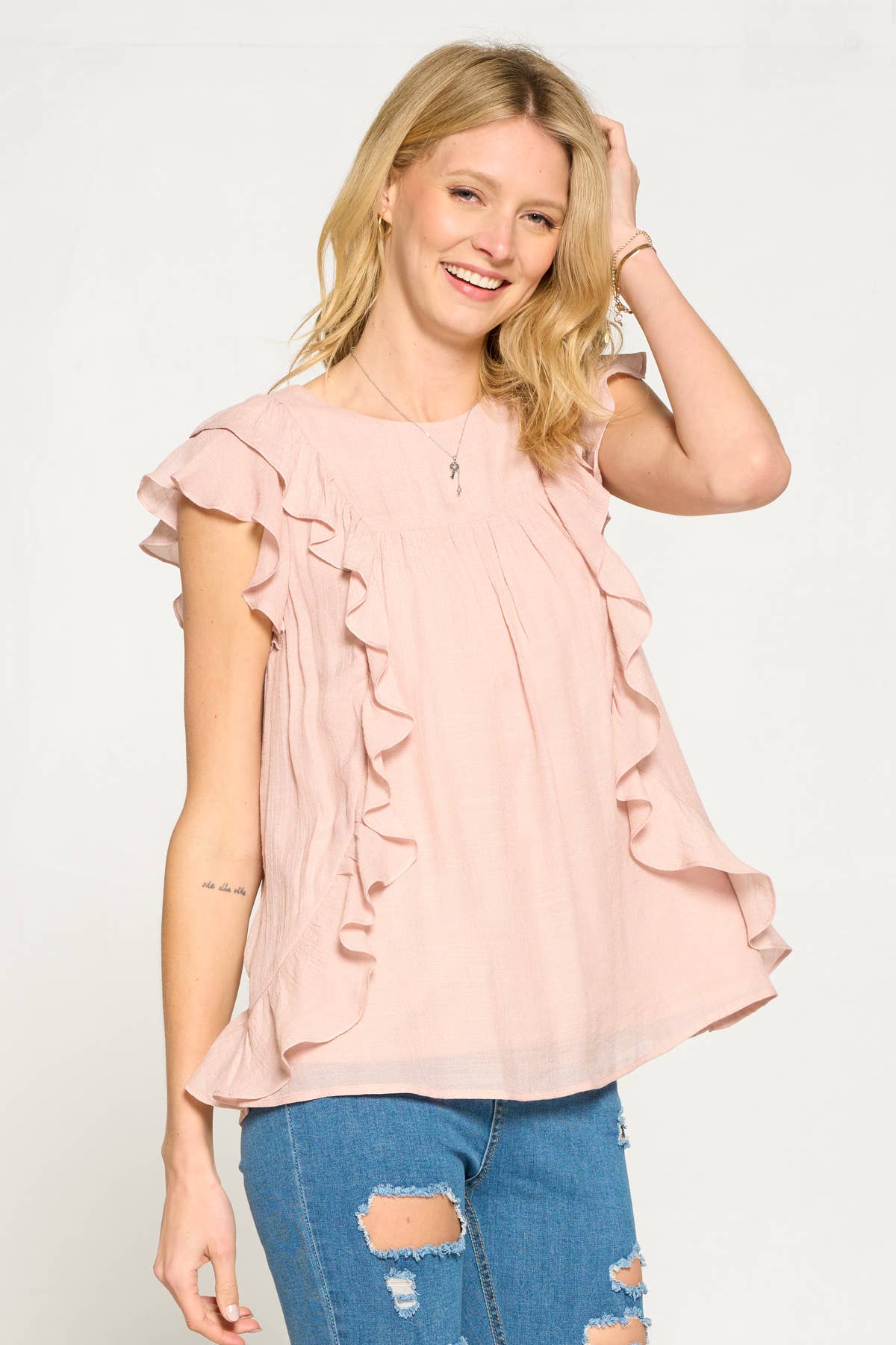 Pink Ruffle Blouse