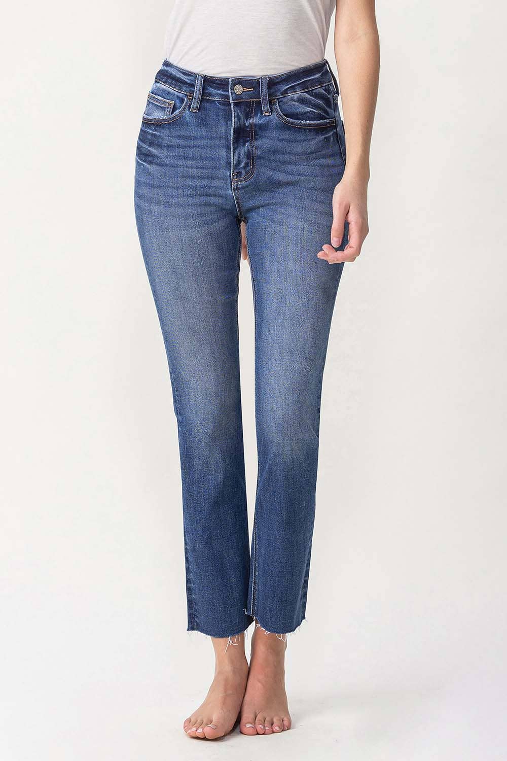 LV 1028:HIGH RISE SLIM STRAIGHT JEANS