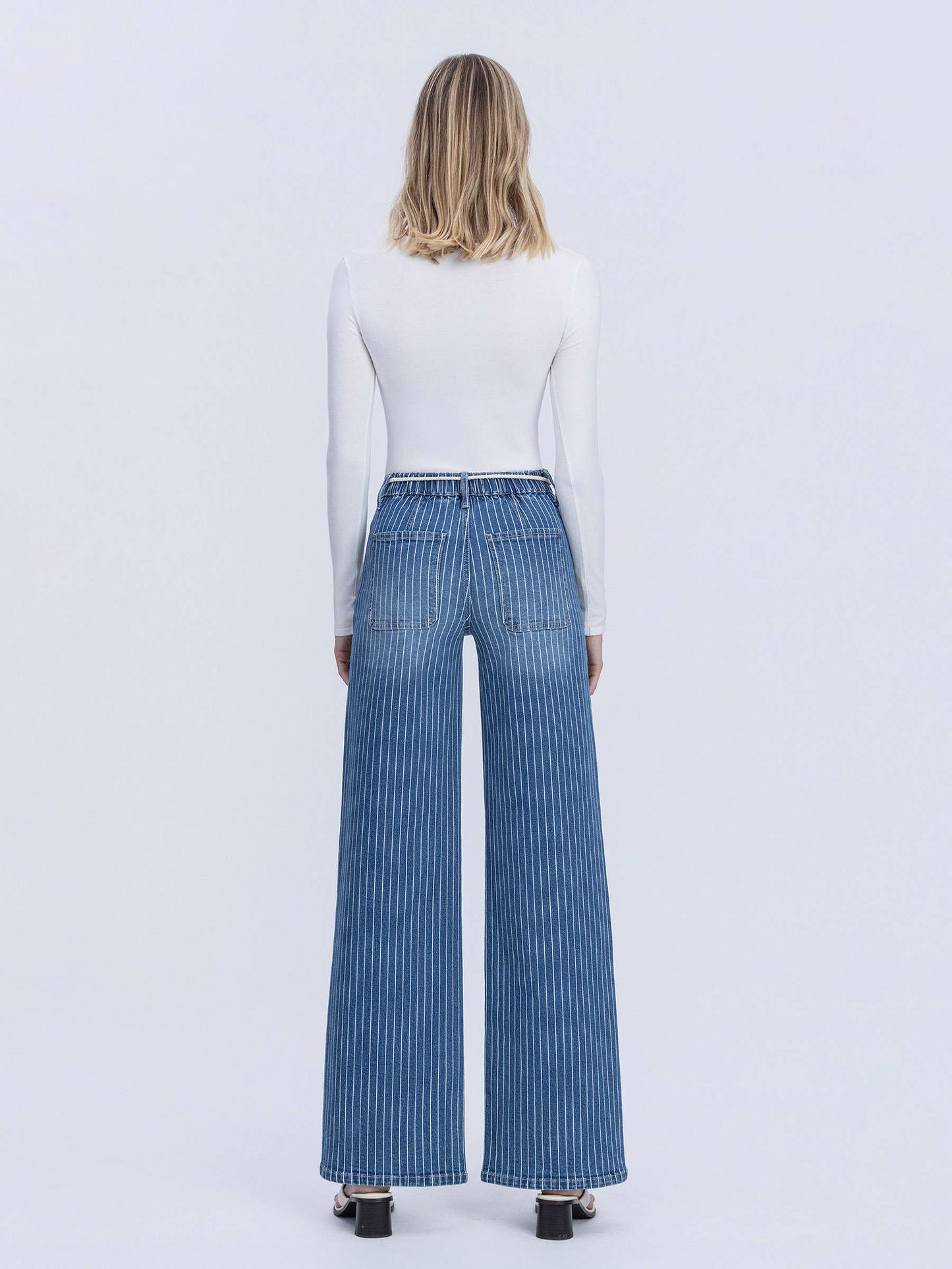 LV Pinstripe Wide Jeans
