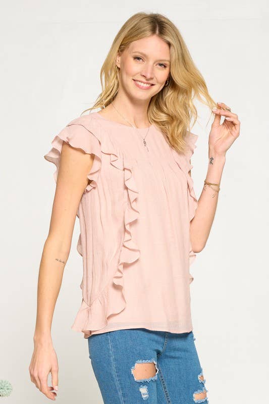 Pink Ruffle Blouse