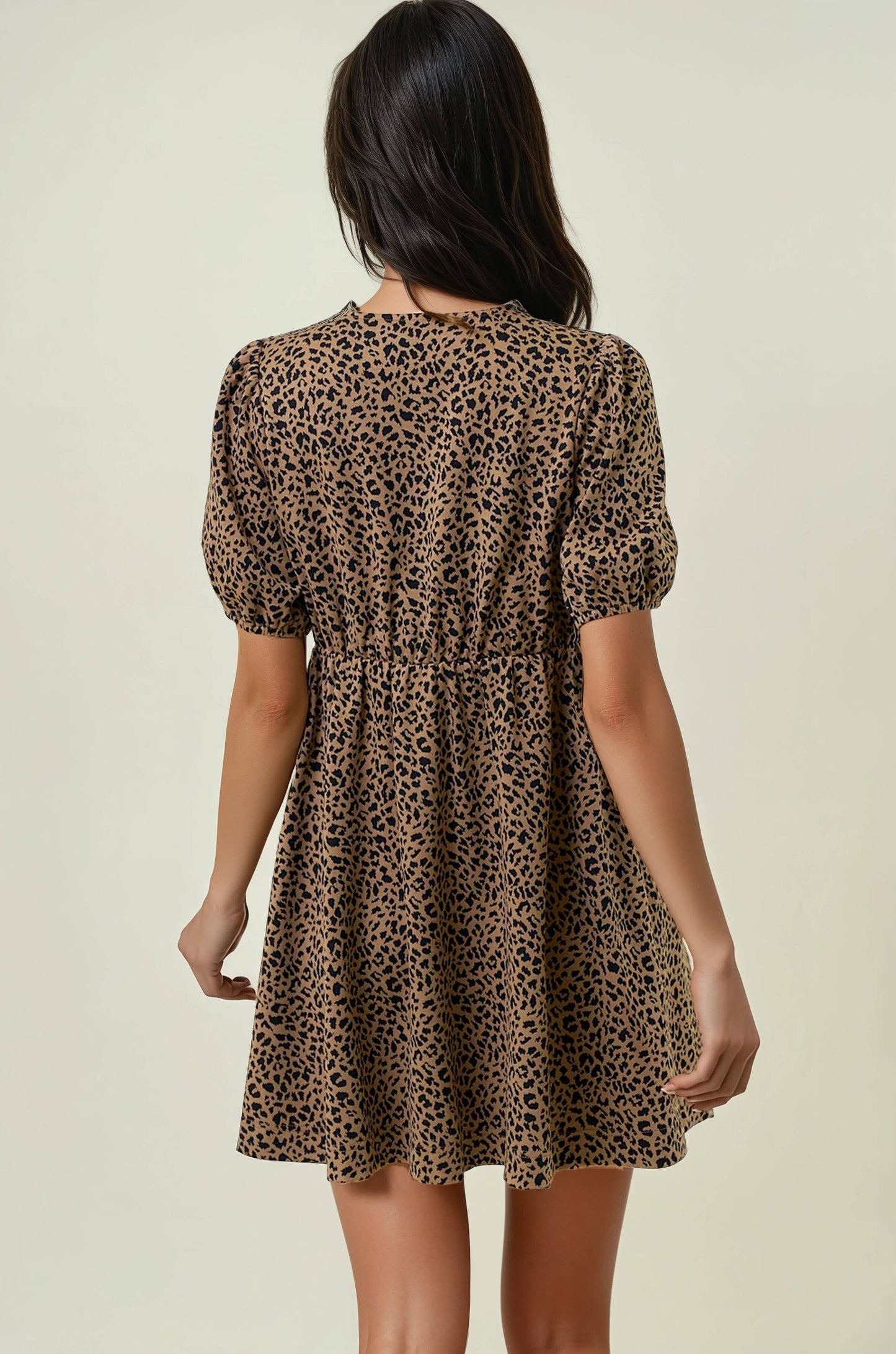 ANIMAL PRINT TIE FRONT DRESS