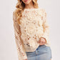 BOAT NECK FLORAL CROCHET TOP