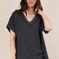 Curvy Ribbed Knit V-neck Top