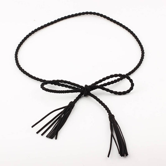 Black Tassel Skinny Belt