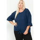Curvy Tie Front Ruffle Sleeve Brushed Ribbed Top