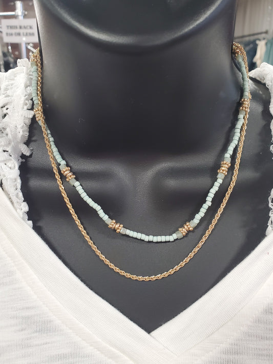 Turquoise and Gold Layered Necklace